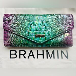 Brahmin Iridescent Hyacinth Crocodile Embossed Wallet